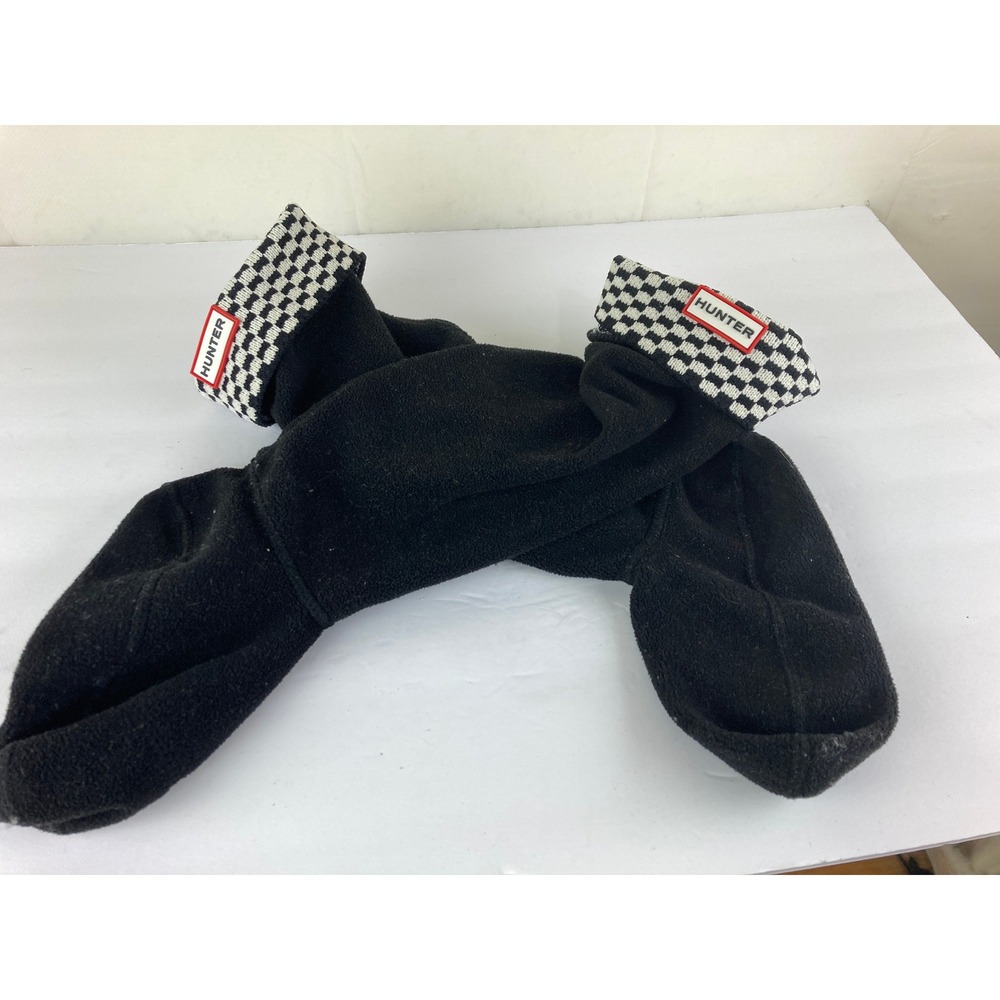 Hunter Boot Liners Women Medium Sz 5-7 Black Checkered Cuff Fleece Liners - Picture 2 of 5